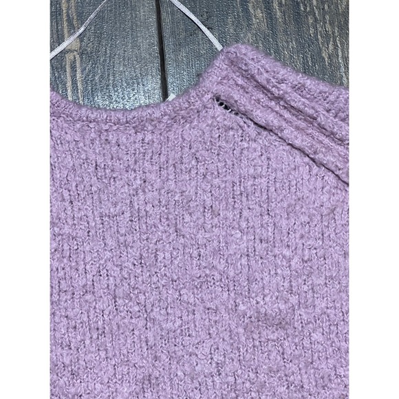 Free People Shaggy Fuzzy Knit Sweater Pullover Pink Purple Size Small Alpaca ** - Picture 9 of 9